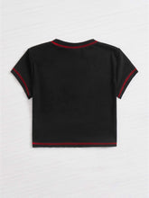 ROMWE PUNK 90s Contrast Stitch Slogan and Skeleton Print Top